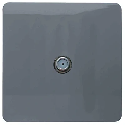 Image of Trendi 1 Gang Artistic Modern Glossy Screwless Television Satellite Socket Warm Grey