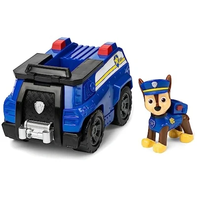 Image of Paw Patrol, Chase’s Patrol Cruiser Vehicle with Collectible Figure, for Kids Aged 3 Years and Over