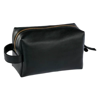 Image of Clairefontaine 116057C A Multi Purpose Pencil Case in Black Leather 18 x 11 7 cm Large Capacity Storage of Pens/Pencils/Felt Tip Pens Le Cerisier Blanc Collection