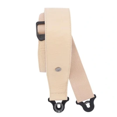 Image of D&#039;Addario Accessories Leather Auto Lock Guitar Strap Acoustic &amp; Electric Easy to Use Locking Straps Uses Existing Buttons 2.5&quot; Width Tan
