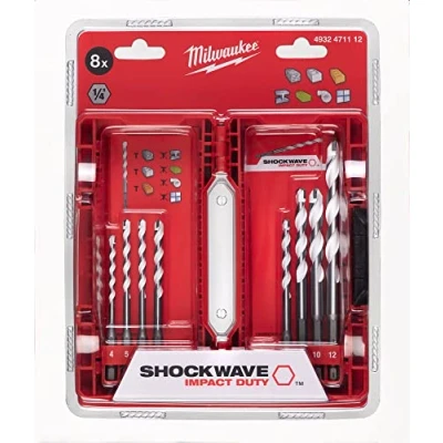 Image of Milwaukee 4932471112 Shockwave Multi Material Drill Bit 1/4 Inch Hex Cassette 8 Piece