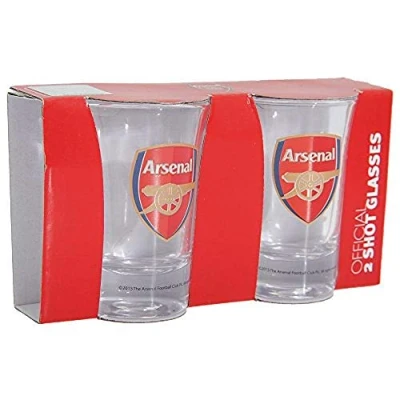 Image of Arsenal FC Logo Shot Glasses Set of 2 (One Size) (Clear)