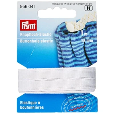 Image of Prym Buttonhole Elastic, Polyester, White, 8 x 5 2 cm