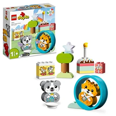 Image of LEGO 10977 DUPLO My First Puppy &amp; Kitten with Sounds Pet Animal Toys for Toddlers 1 .5 3 Years Old, Early Development Set Large Bricks