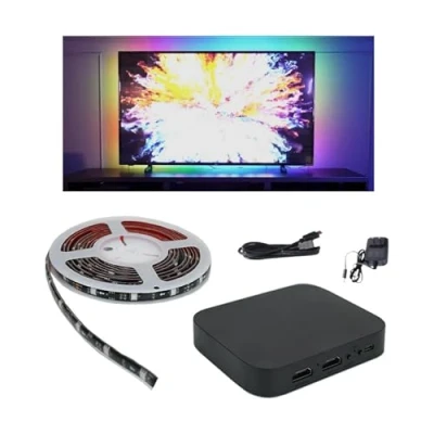Image of ValueLights Smart DreamColour RGBIC Wi Fi TV Backlight, Home Cinema Kit, Fits 55 75 inch TVs, Works with Alexa and Google, App Control Music Sync Light Kit