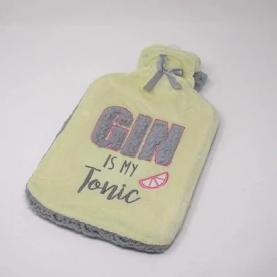 Image of Country Club Thick Sherpa Fleece 2 Litre Hot Water Bottle (Gin is My Tonic)