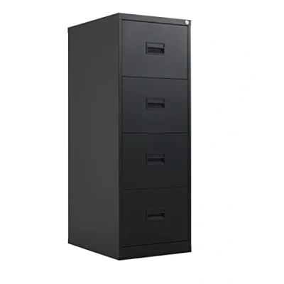 Image of Talos Heavy Duty Steel Filing Cabinet, 40 kg Tolerance, Black, 4 Drawer