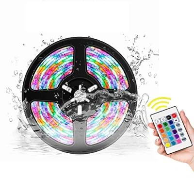 Image of Giftik Waterproof LED Strip Light with 24 Key Remote,16 Color SMD 5050 Multicolour Lights Strips Kit,USB RGB Changing for Kitchen,Office,Ceiling,Bedroom,TV,Party (0.5M)