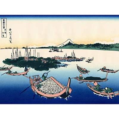 Image of Artery8 Hokusai 36 Views Fuji Tsukuda Island Woodblock Japan Premium Wall Art Canvas Print 18X24 Inch