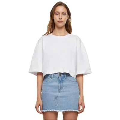 Image of Urban Classics Heavy Oversized Cropped Basic Tshirt, Women&#039;s, Size: 5XL, White