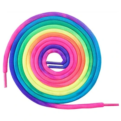 Image of Decker Rainbow thick round shoelaces colourful fashion for trainers, colourful, 36&quot;(91 cm)