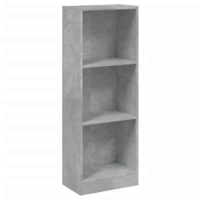 Image of vidaXL 3 Tier Book Cabinet Living Room Bookcase Standing Shelves Storage Rack Organiser Display Stand Unit Concrete Grey 40x24x108cm Chipboard