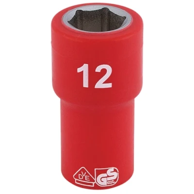 Image of Draper Fully Insulated VDE Socket, 1/4&quot; Sq. Dr., 12mm