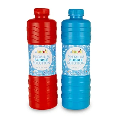 Image of abeec Premium Bubble Solution 1 Litre Mixture (2 Pack) Bubbles For Kids Wands Multipack Giant Outdoors Refill
