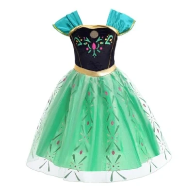 Image of Lito Angels Girls Kids Princess Coronation Costume Fancy Dress Up Birthday Party Age 4 5 Years, Green