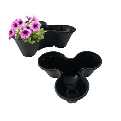Image of Shop4allsorts 1 Single Black Strawberry Trio Planter Stackable Plastic Patio Herb Flower Pot