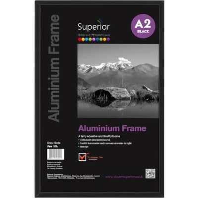 Image of Seco ALA2 BK Aluminium Picture Frame, Portrait or Landscape Format, Plexiglass Safety Glass with a Black Finish