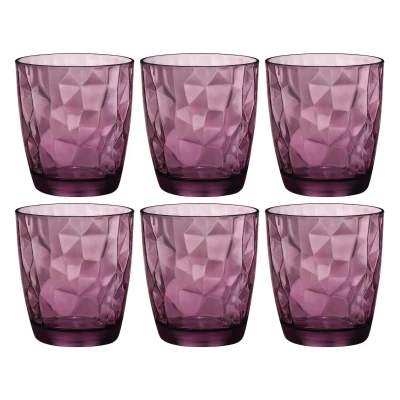 Image of Bormioli Rocco 350230 Diamond Rock Purple Drinking Glasses, Water Juice Glass, 305 ml, Purple, Set of 6