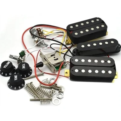 Image of Electric Guitar Single Coil Pickup Set HSH Humbucker Pickguard Loaded Pre Wired Pickups For FD ST Guitar(Black)
