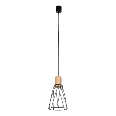 Image of Modesto 16cm Wire Frame Pendant Ceiling Light Black, Pine 1xGU10