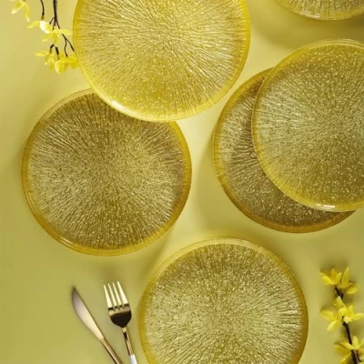 Image of Fecra Rita 6 Piece Dessert Plates Serveware Set 21cm, Yellow