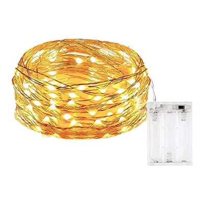 Image of BOLWEO Warm White Battery Operated Fairy String Light,30 LEDs 10ft/3M Silver Copper Wire Short Lights, for Outdoor Indoor Christmas Tree Windows Home Room Vases Garden Decoration