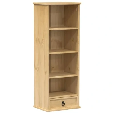 Image of vidaXL Corona CD Cabinet Solid Pine Wood Media Storage Unit with Drawers, 40x30x110 cm, Multifunctional for Living Room/Bedroom/Office