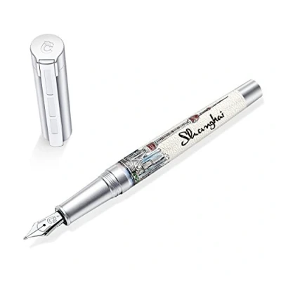 Image of STAEDTLER Premium Corium Urbes Shanghai Bold Tip Fountain Pen, Beige, Brown