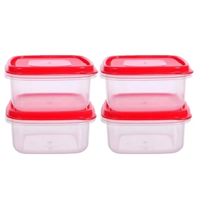Image of HOMESHOPA Plastic Food Storage Containers, 4 Pack 500ml Sqaure Clear Leakproof Airtight Box, BPA Free Reusable &amp; Stackable Meal Prep Lunch Boxes, Microwave Freezer Dishwasher Safe