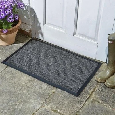 Image of Garden Mile Rubber and Coir Door Mat, Indoor &amp; Outdoor Non Slippery Heavy Duty Stylish Large Weather Resistant Perfect Dust Grabbing Doormats(Grey Mat)