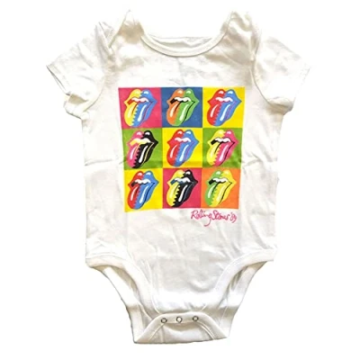 Image of The Rolling Stones Baby Grow Two Tone Tongues Official White 0 to 24 Months, white, XX Large
