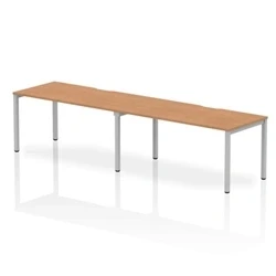 Image of Evolve Single Silver Frame Bench Desk 1600 Oak (2 Pod) BE370