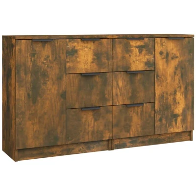Image of vidaXL Sideboards 2 pcs Smoked Oak 60x30x70 cm Engineered Wood