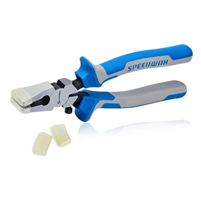 Image of SPEEDWOX Glass Pliers with Rubber Tips 8 Inches Key Fob Breaking Flat Jaws Heavy Duty for Stained Work Mosaics Tool