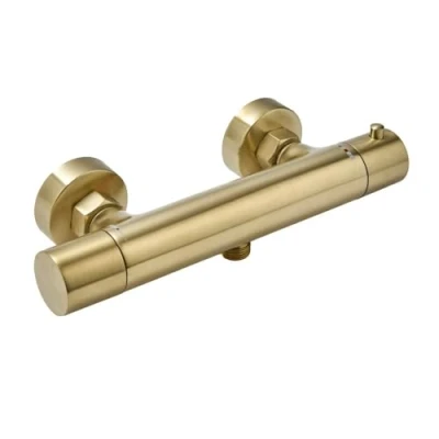 Image of Milano Elsie Modern Round Thermostatic Bar Mixer Shower Valve Brushed Brass