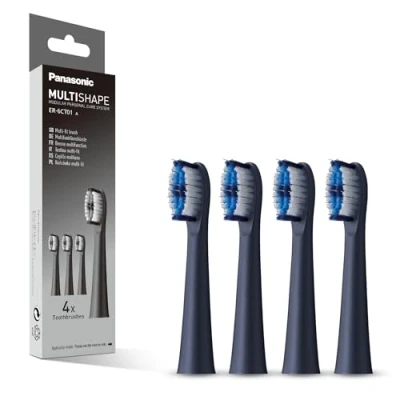 Image of Panasonic ER 6CT01 Wet and Dry Electric Toothbrush Head Replacement with Multi fit Brush (x4), Compatible MULTISHAPE Modular Personal Care System
