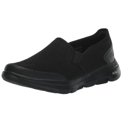 Image of Skechers Men&#039;s GO Walk 5 APPRIZE Slip On Trainers, Black Textile/Synthetic/Black Trim, 14 UK