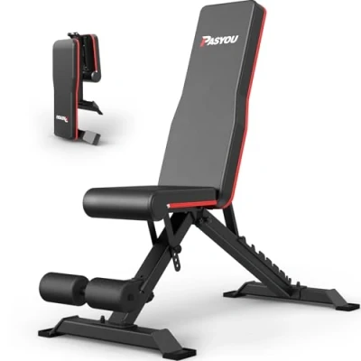 Image of PASYOU Adjustable Weight Bench,Workout Bench Foldable with Lumbar Support 90 Degree 400KG/880LB Load,Gym for Home,Workout,Exercise,PA500