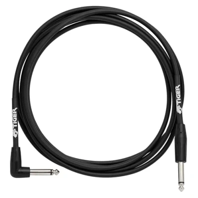 Image of Tiger Guitar Cable Bass Keyboard E Drums Instrument Lead Straight/Angled 6.35mm 1/4&quot; Jacks 3m GAC42
