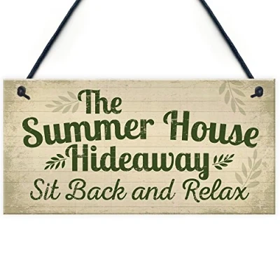 Image of RED OCEAN Garden Sign The Summer House Novelty Plaque Shed Friendship Gift
