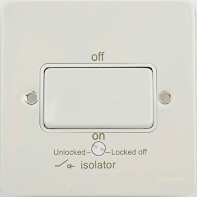 Image of Schneider Electric Ultimate Flat Plate Single Fan Isolator Switch, 3 Pole, 16AX, GU1213WPW, Painted White with Insert