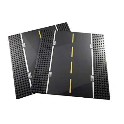 Image of APOSTROPHE Games Building Block Road Base Plates Compatible with All Major Brands (Roads 2x Straight Street)