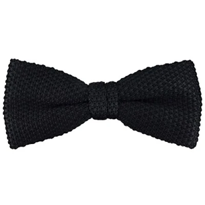 Image of TigerTie knitwear silk bow tie in black monochrome 100% pure + Aufbewahrungsbox