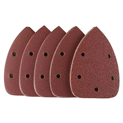 Image of 50 pcs Mouse Detail Sander Sandpaper,Sanding Paper Hook and Loop Sheets Assorted 40/60/80/120/240, 5 Holes, Ideal for Sanding Rust Removal