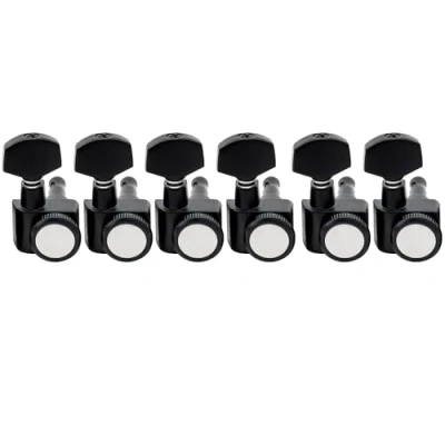 Image of Musiclily Pro 6 inline 2 pins Guitar Locking Tuners Machine Heads Tuning Pegs Keys Set for Fender Strat Tele Style Electric Guitar, Black