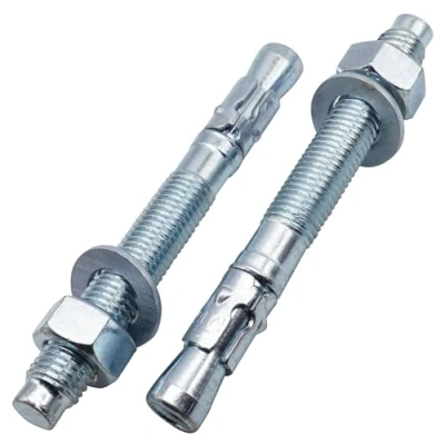 Image of SKIR&#039;CO (2 pcs) Zinc Plated Wedge Anchors M16 x 140 mm, Metal Dowels, Anchor Bolt, Masonry Anchors, Concrete