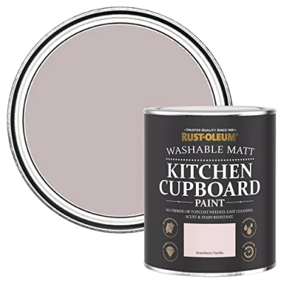 Image of Rust Oleum Pink Kitchen Cupboard Paint in Matt Finish Strawberry Vanilla 750ml