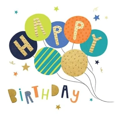 Image of Paperlink Male/Female Birthday Card General for Men/Women Colourful Balloons and Stars Foil Finish Eco Friendly Recyclable