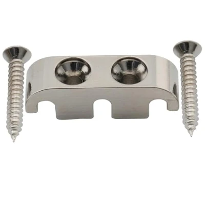 Image of Musiclily Pro 25mm Brass Bass String Guide Retainer Tree for 5 Electric Bass, Nickel