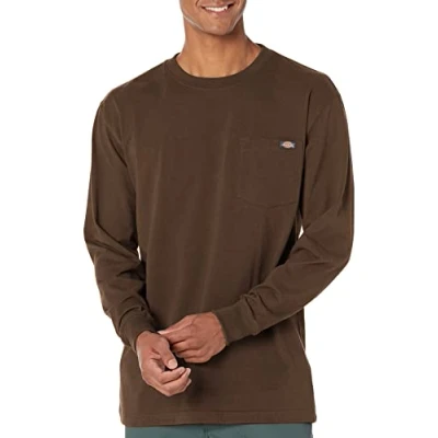 Image of Dickies Men&#039;s Long Sleeve Heavyweight Crew Neck Big and Tall, Chocolate Brown, Medium